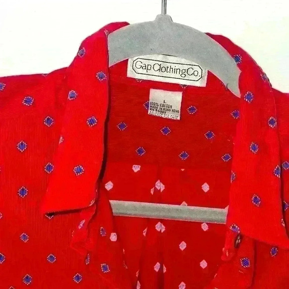 Gap clothing, company, vintage, printed corduroy button down top women large. - Picture 2 of 5
